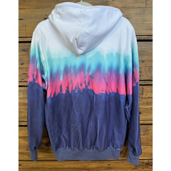 Tipsy Elves Hoodie Sz Small White Teal Pink Purple On the Horizon Tie Dye NEW - Picture 2 of 9